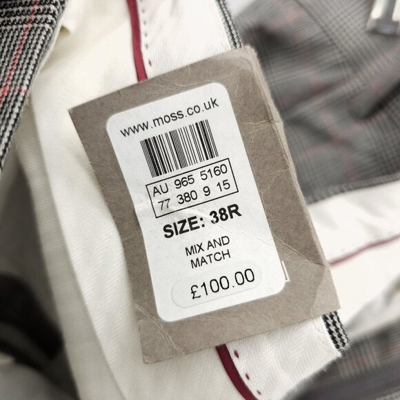 MOSS BROS Dress Pants Houndstooth Plaid Savoy Taylors Guild Regular Fit 38R - Picture 8 of 9